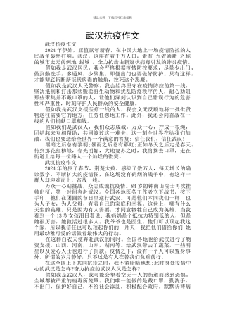 武汉抗疫作文