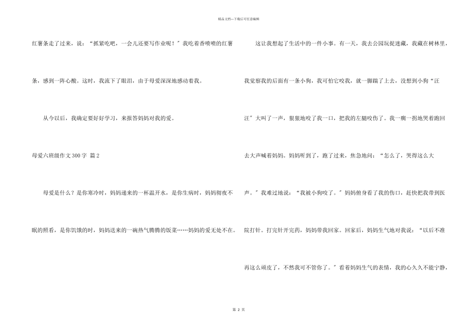 母爱六年级300字合集十篇_第2页