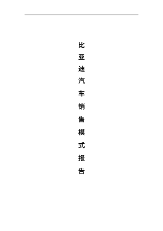 比亚迪汽车销售渠道分析报告