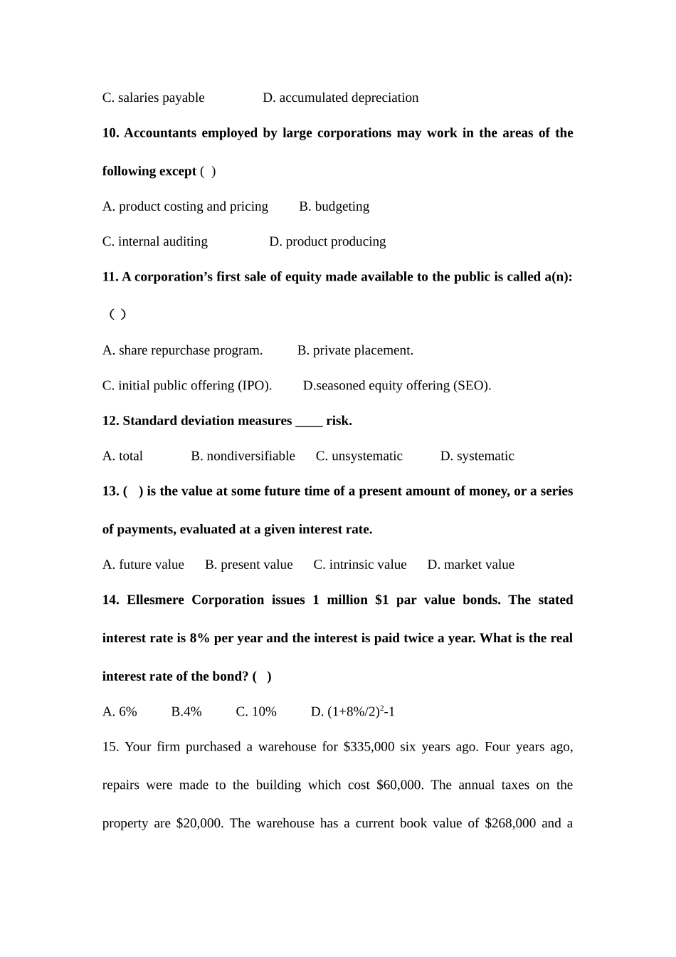 2025年财务管理英文笔试题_第3页