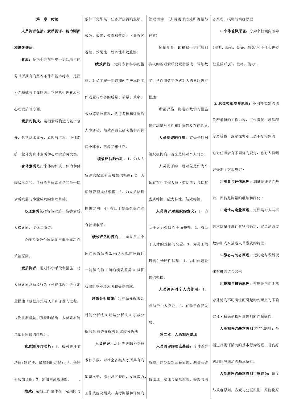 2025年人员素质测评各章知识点_第1页