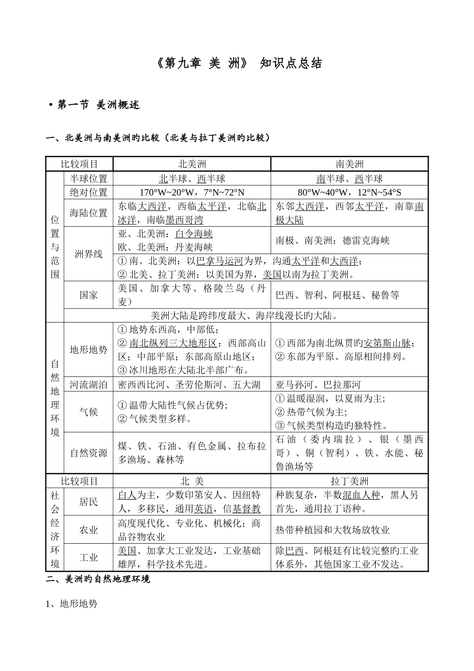 2025年美洲知识点总结_第1页