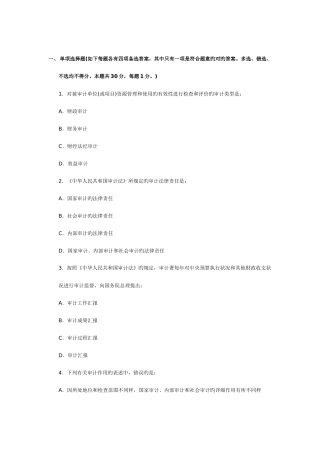 2025年中级审计师考试真题