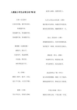 2025年人教版小学生必背古诗首
