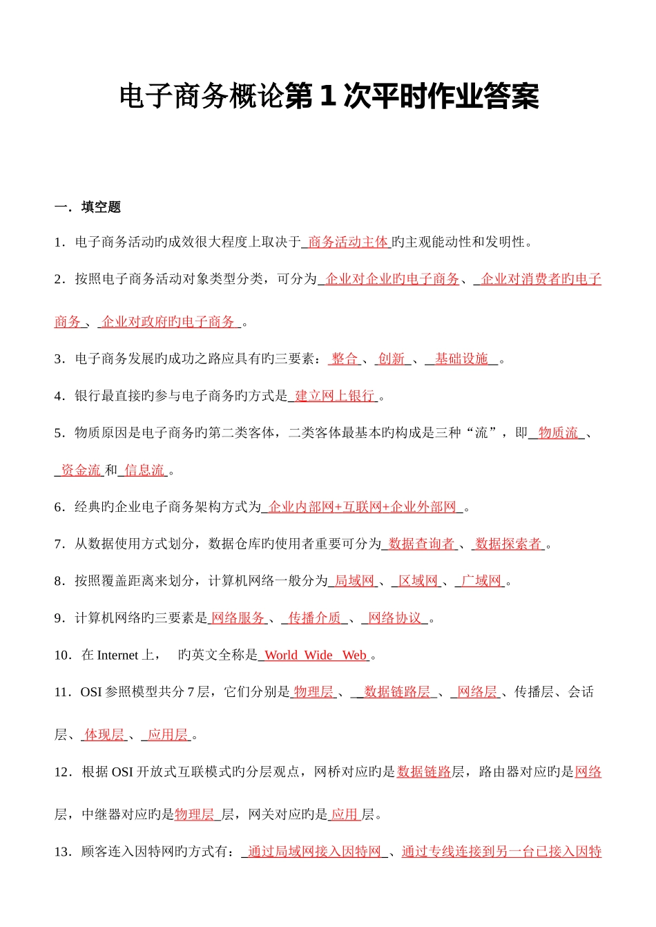 2025年电子商务概论第次平时作业答案_第1页