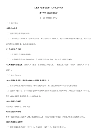 2025年人教版道德与法治八年级全册知识点