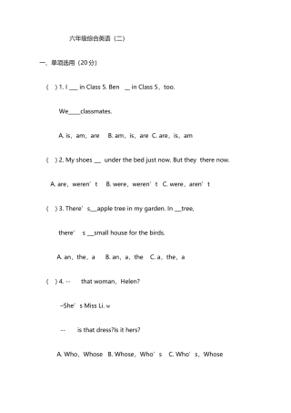 2025年人教版小升初综合训练二英语