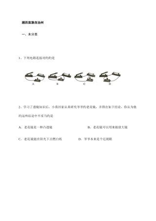2025年中考物理真题湘西