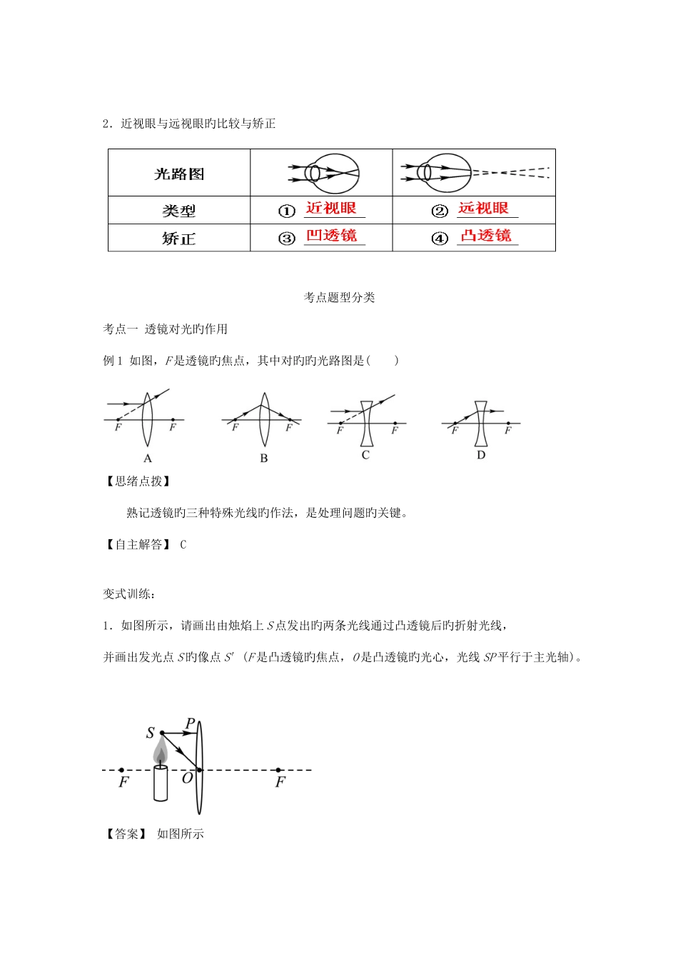 2025年中考物理一轮复习透镜及其应用核心知识归纳考点题型分类_第3页