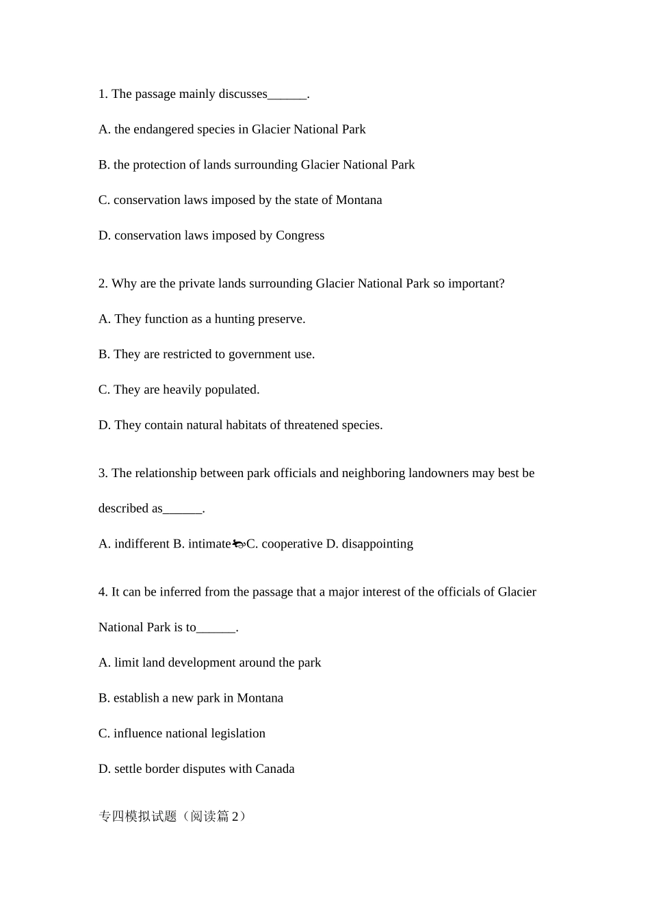2025年专四模拟试题之阅读合集_第2页