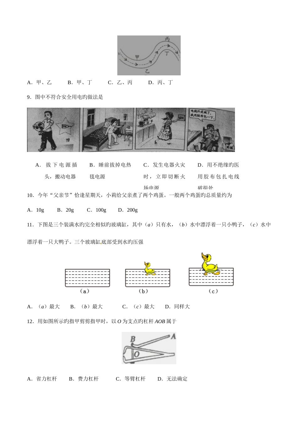 2025年中考真题解析物理福建龙岩卷原卷版_第2页
