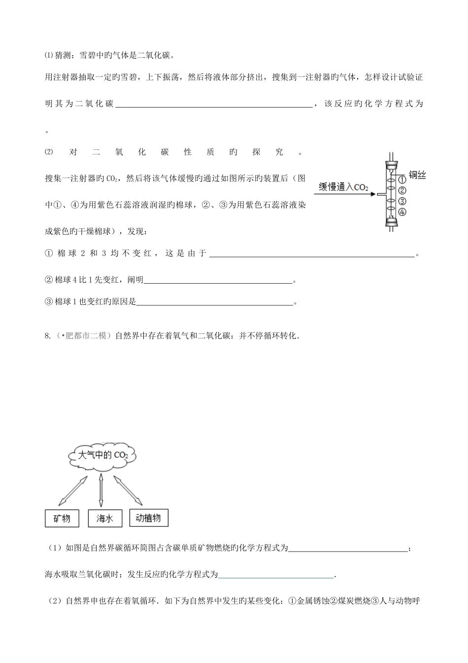2025年九年级化学上册二氧化碳和一氧化碳能力进阶真题汇编课时练新版_第3页
