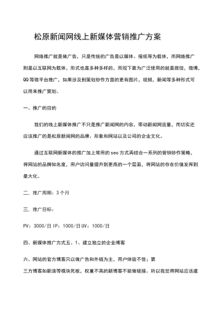网站线上新媒体营销推广方案