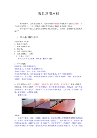 各种家具材料汇总