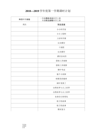 江苏凤凰教育出版社一年级(上册)科学