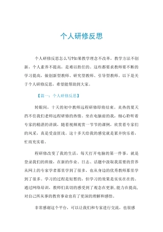 个人研修反思
