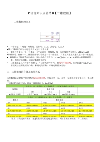 C语言知识点总结8【二维数组】