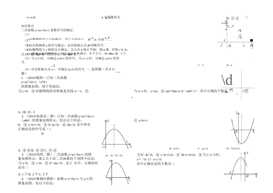 二次函数系数abc与图像的关系练习题_第1页