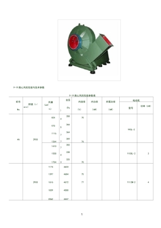 离心风机参数