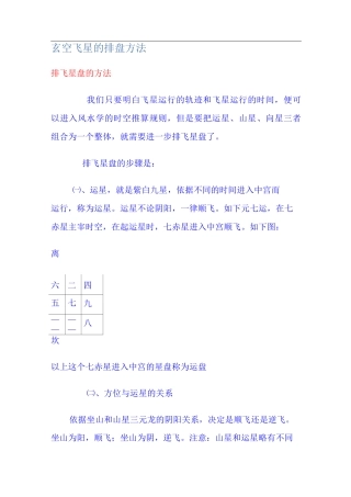 玄空飞星的排盘方法