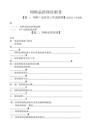 饲料品控岗位职责