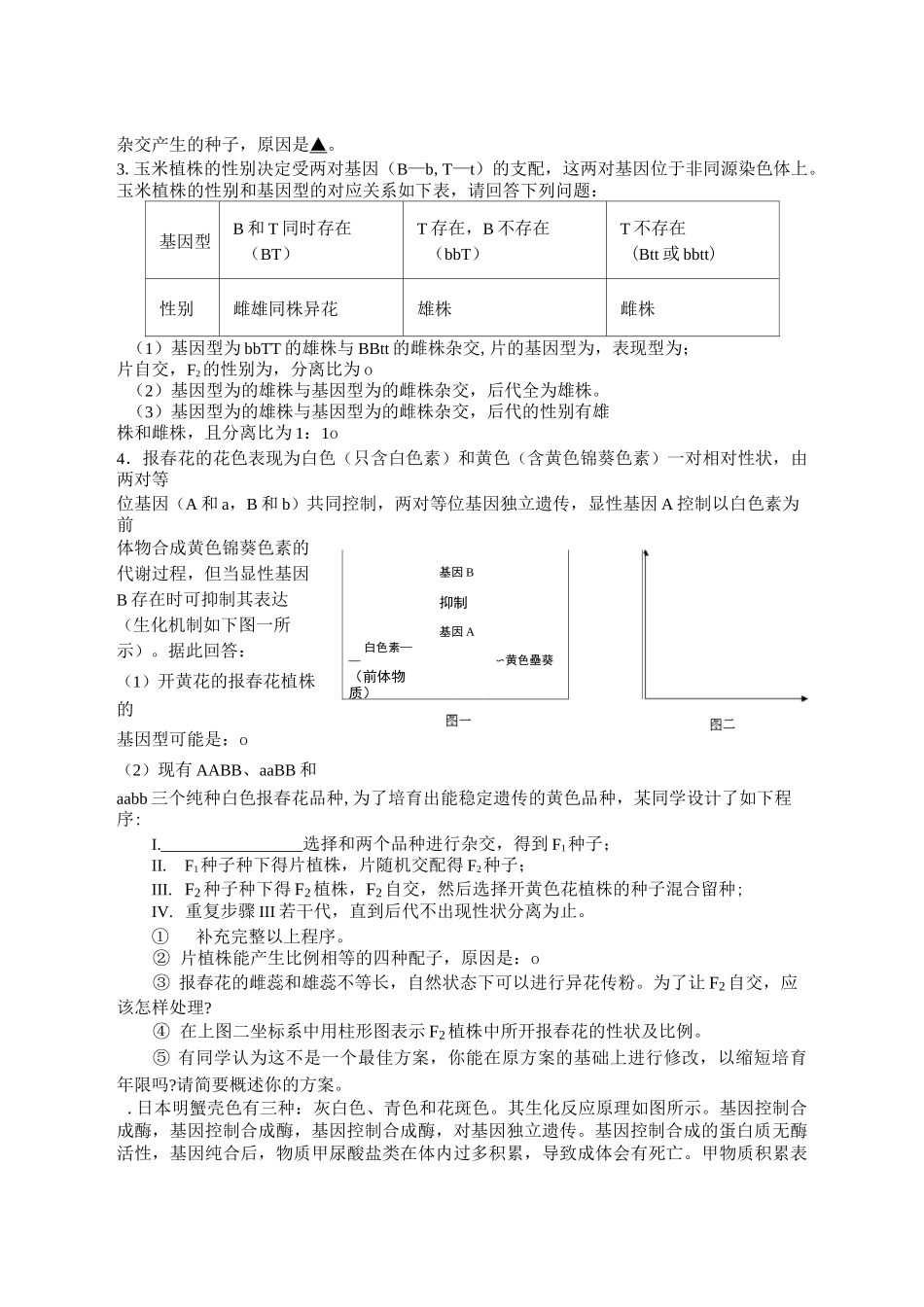 基因分离定律和自由组合定律总结及练习_第3页