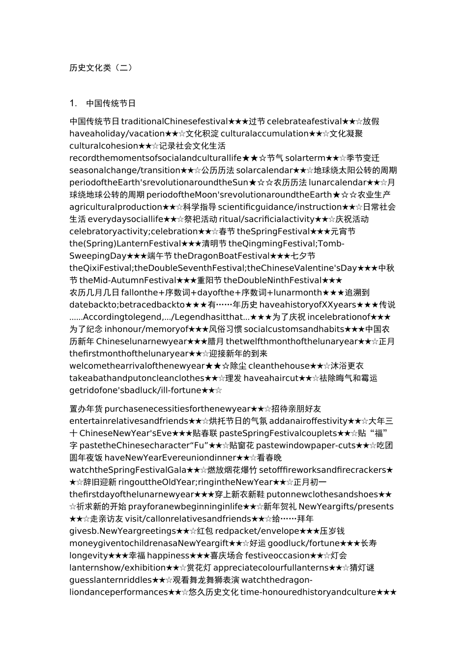 英语翻译话题词汇：历史文化类(二)_第1页