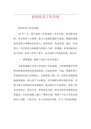 驻村队员工作总结