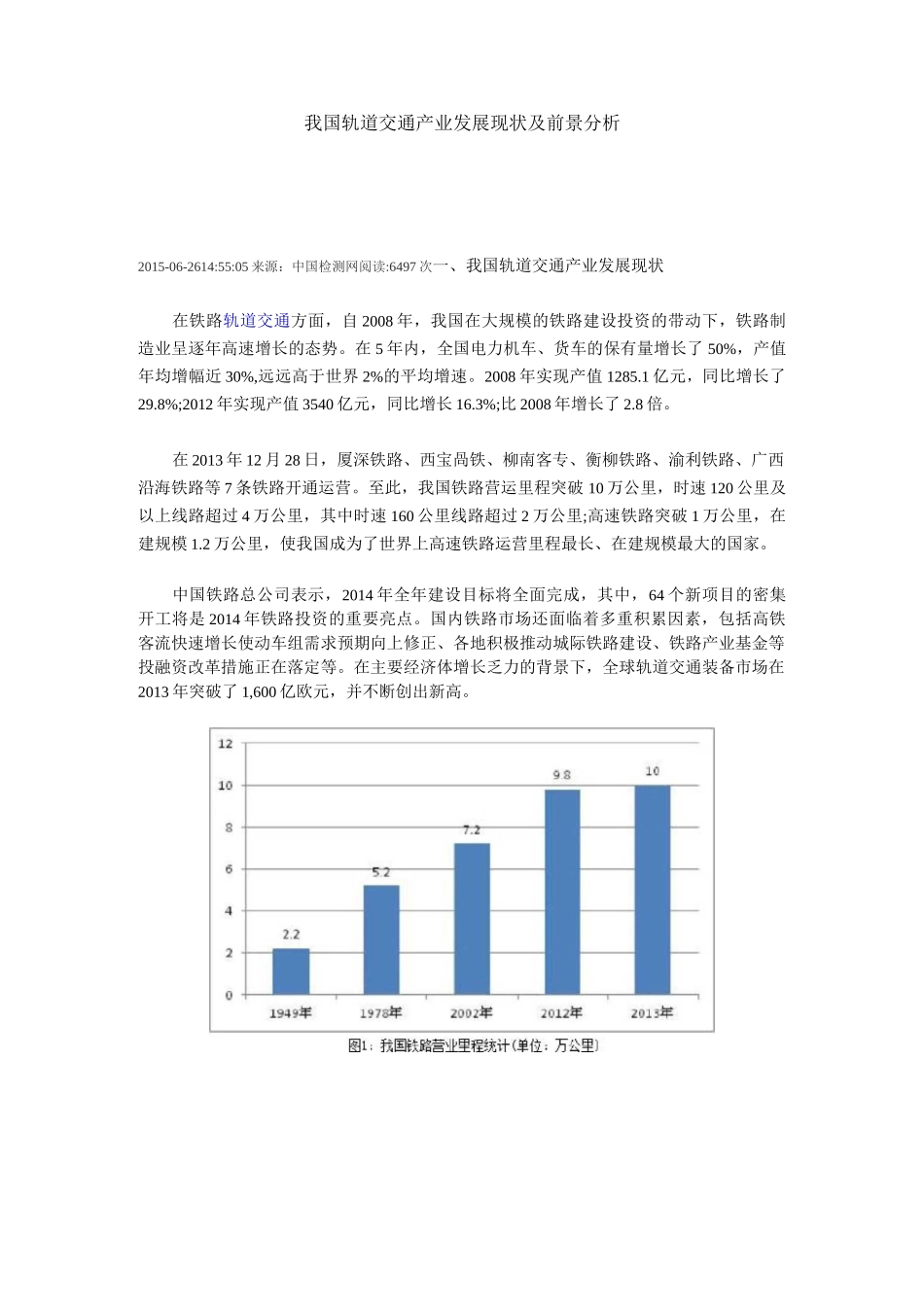 轨道交通产业发展现状详解_第1页