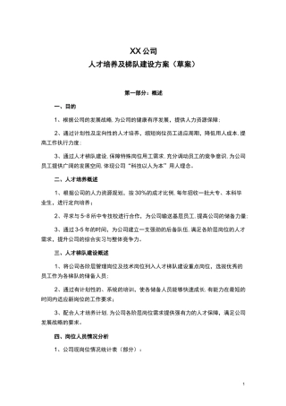 人才培养及梯队建设方案