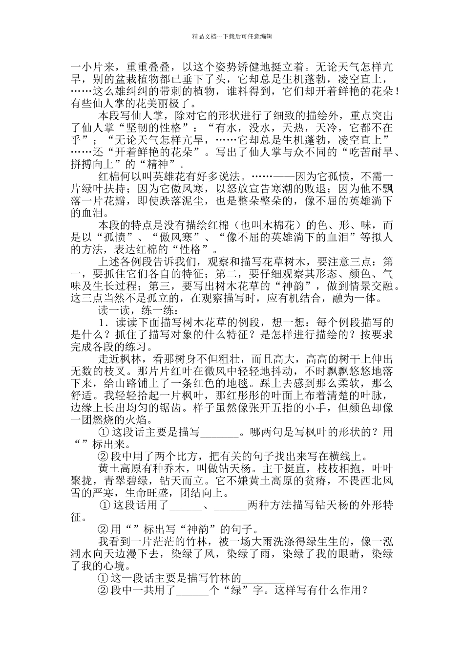 树木花草描写小升初语文写作技巧_第3页