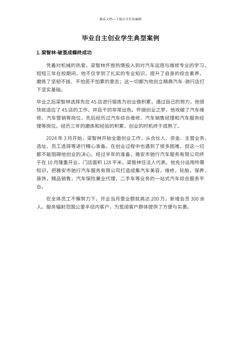 毕业自主创业学生典型案例_第1页