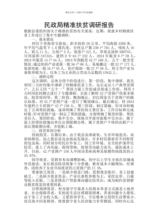 民政局精准扶贫调研报告