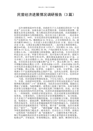 民营经济发展情况调研报告