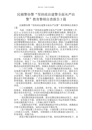 民辅警协警“坚持政治建警全面从严治警”教育整顿自查报告3篇