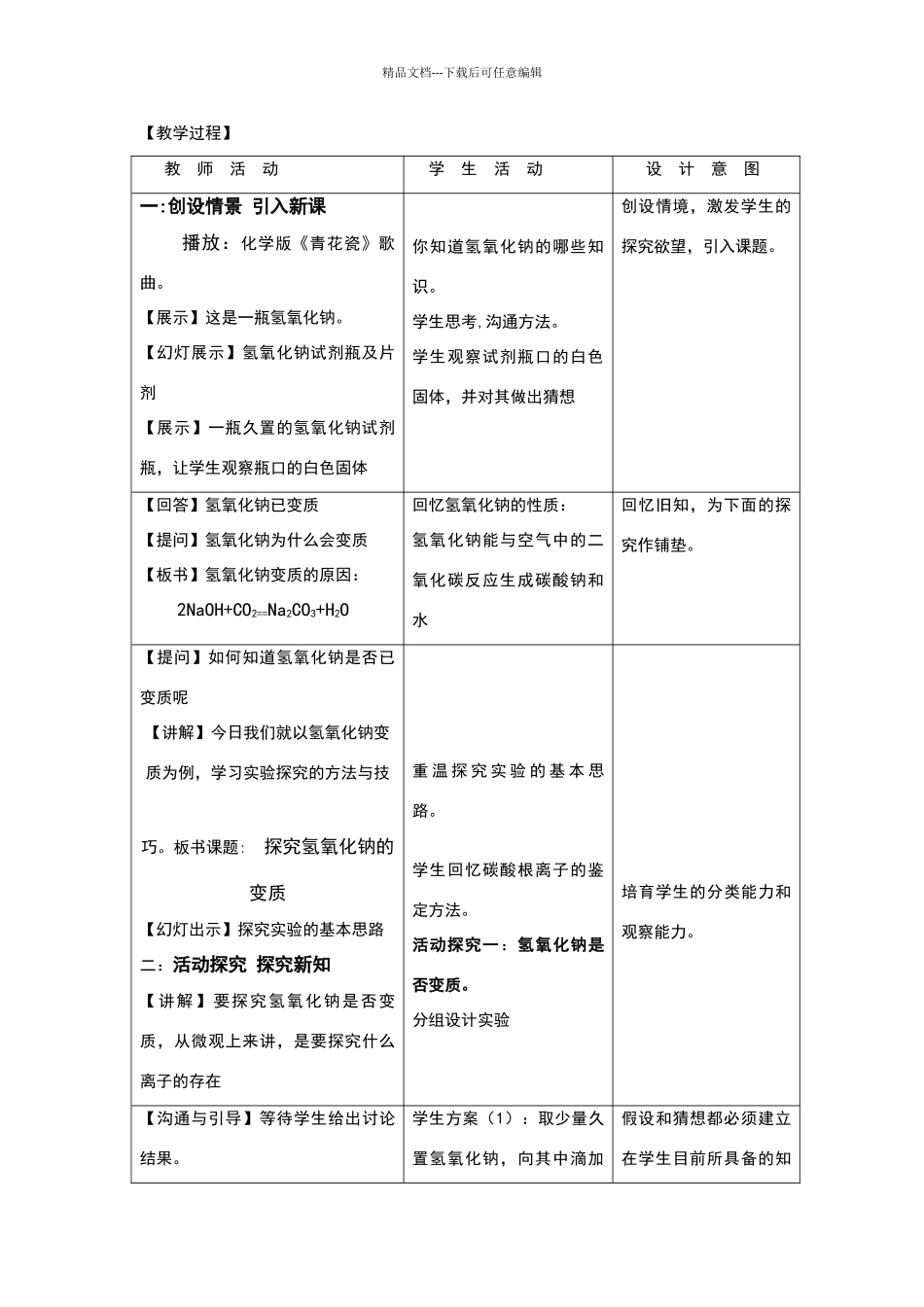 氢氧化钠变质的探究教学设计_第2页