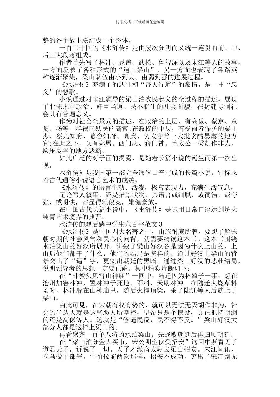 水浒传观后感中学生六百字范文大全_第2页