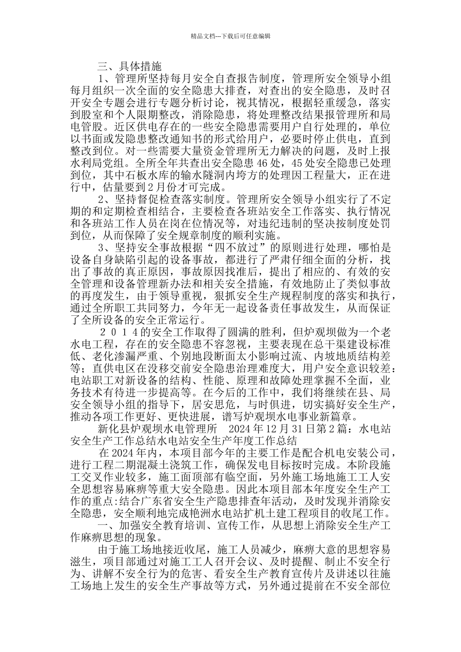 水电站安全生产工作总结_第3页