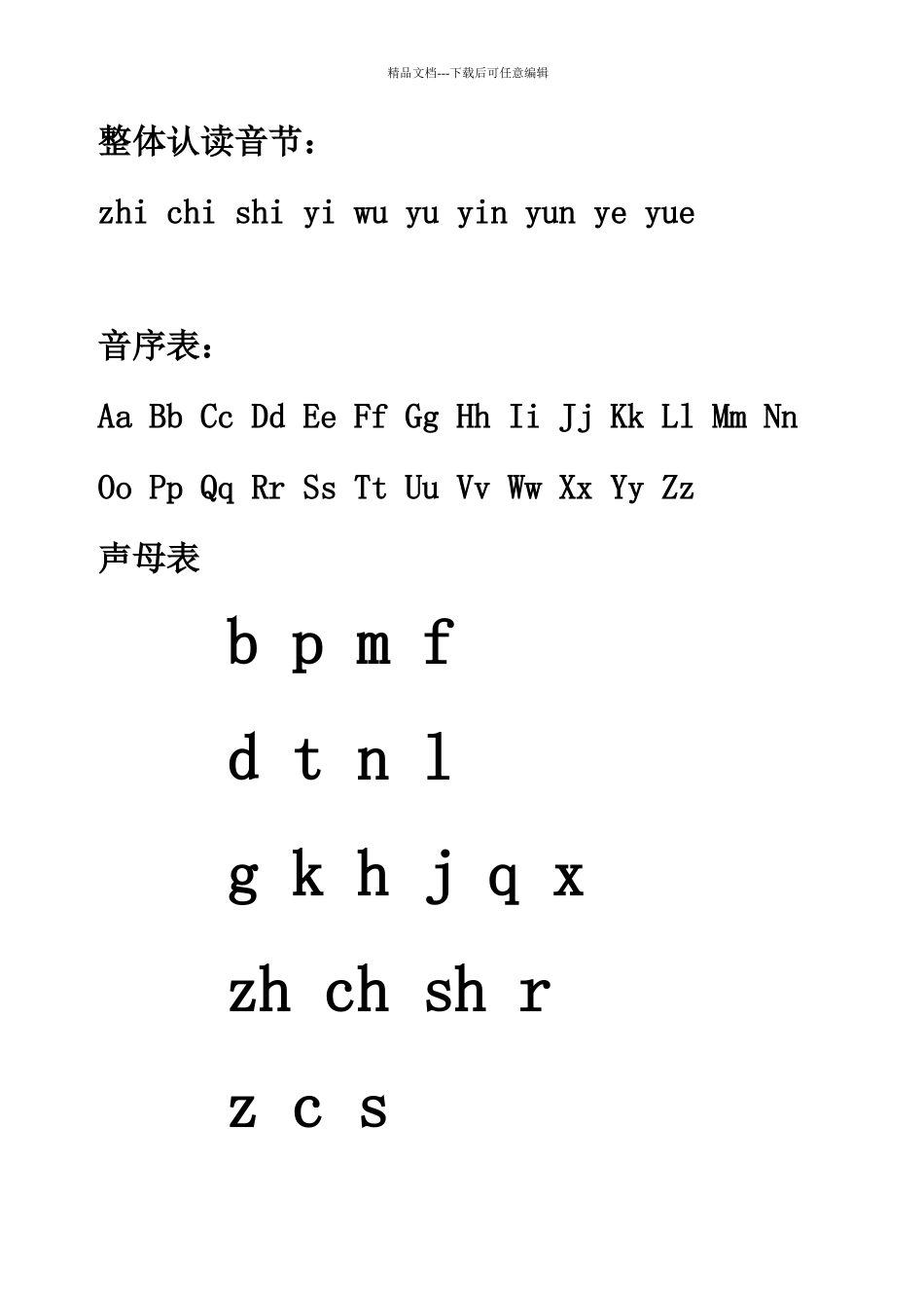 汉语拼音字母表-完整版-可A4打印_第2页