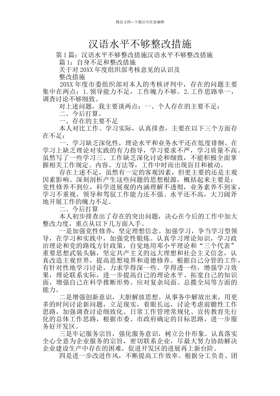 汉语水平不够整改措施_第1页
