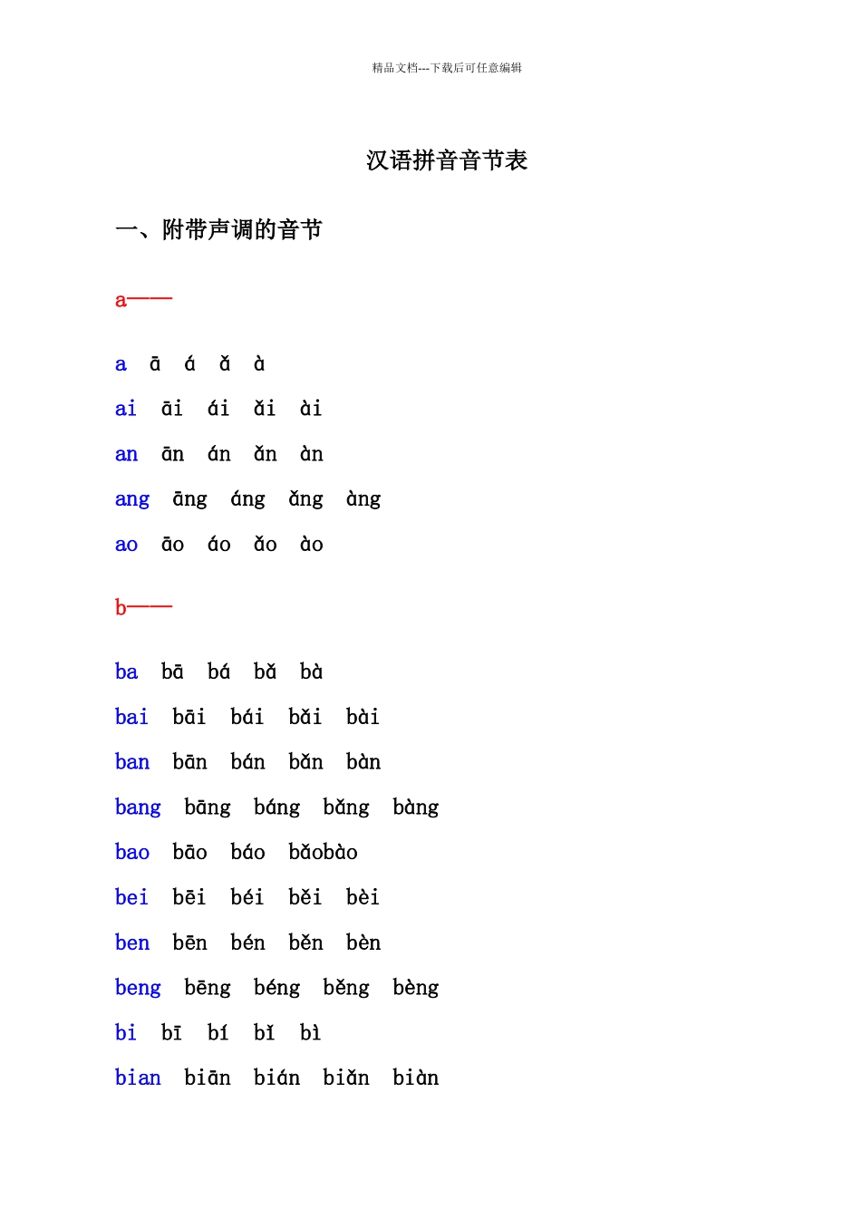 汉语拼音音节表(带声调音节)_第1页