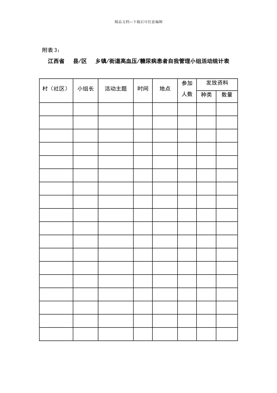 江西省高血压、糖尿病自我管理小组各类表格_第3页