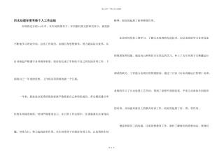 污水处理年度考核个人工作总结