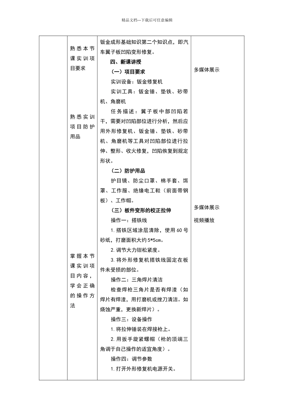 汽车翼子板凹陷变形修复教学设计表单_第2页