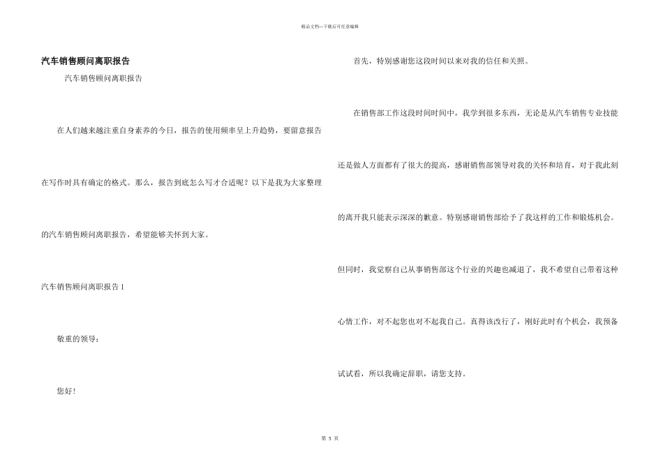 汽车销售顾问离职报告_第1页