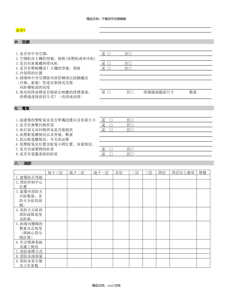 沃尔玛开店建筑资料调查表_第3页