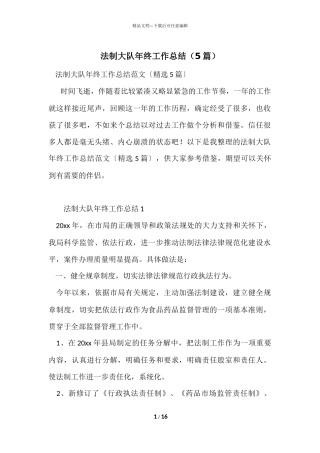 法制大队年终工作总结（5篇）