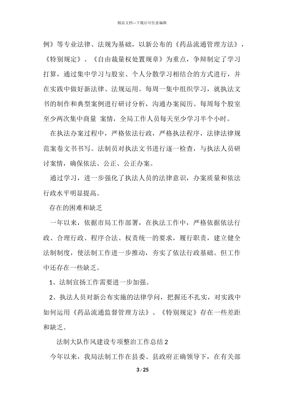 法制大队作风建设专项整治工作总结（7篇）_第3页