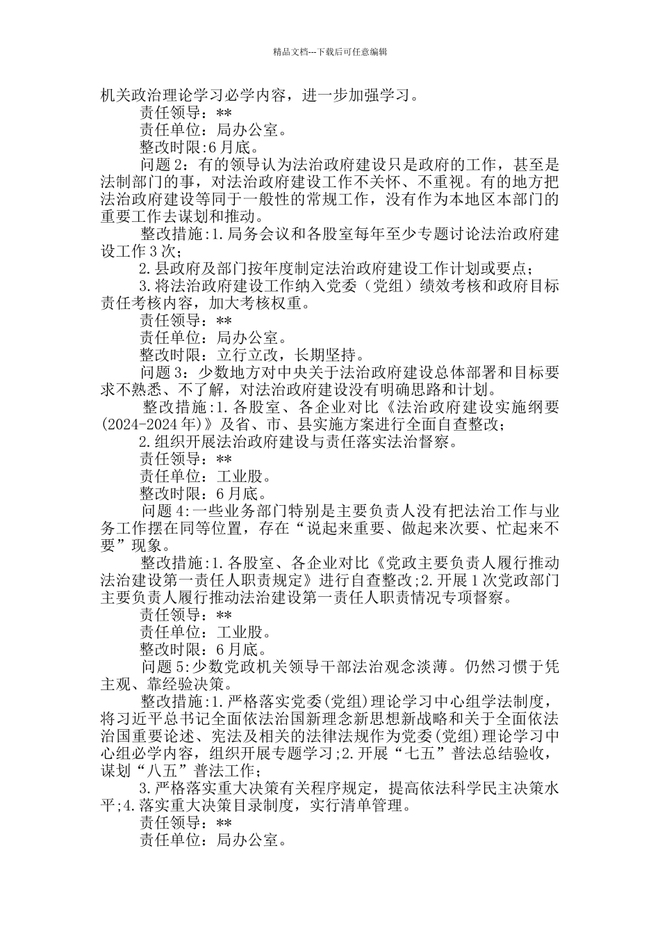 法治政府建设实地督察反馈问题整改方案_第3页