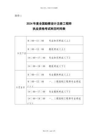 注册工程师报考全专业考试时间(2024整理)